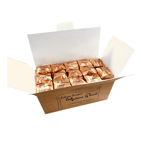 Ballotin marrons glacés pliés OR 1 kg - Confiserie Azuréenne