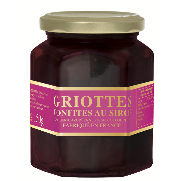 Bocal de griottes confites au sirop 150g