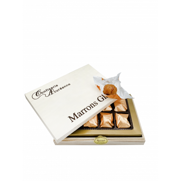 BOITE BOIS 8 MARRONS GLACES ENVELOPPES SANS CONSERVATEUR LONGUE CONSERVATION