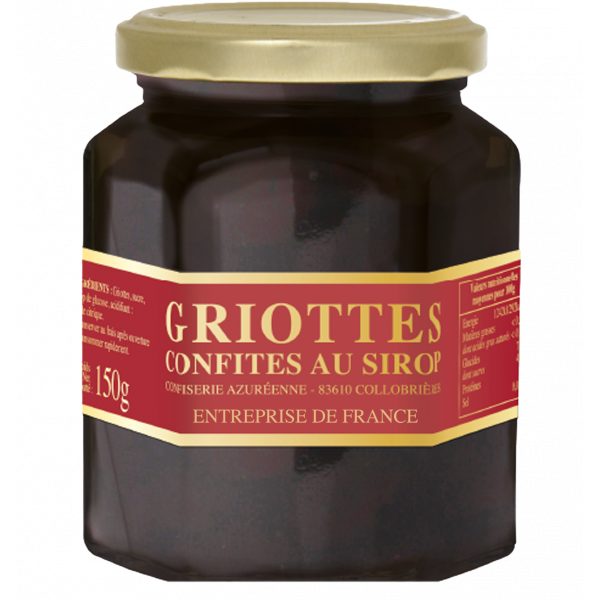 Bocal de griottes confites au sirop 150g