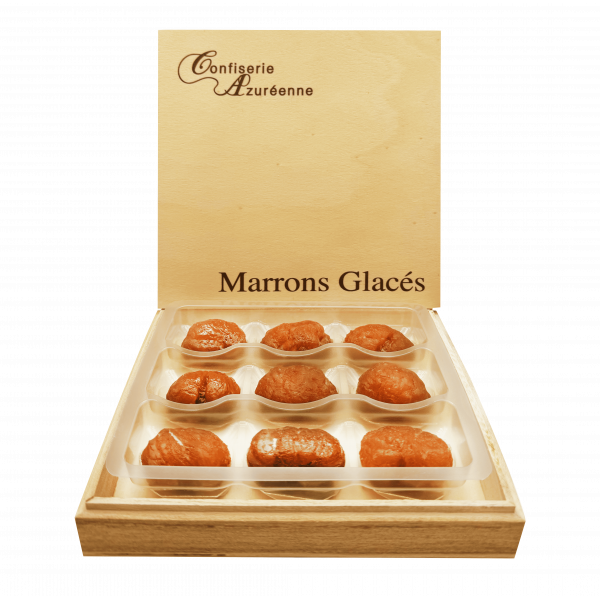 BOITE BOIS 9 MARRONS GLACÉS ENTIERS longue conservation